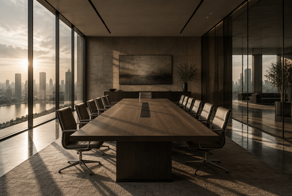 A modern minimalist boardroom